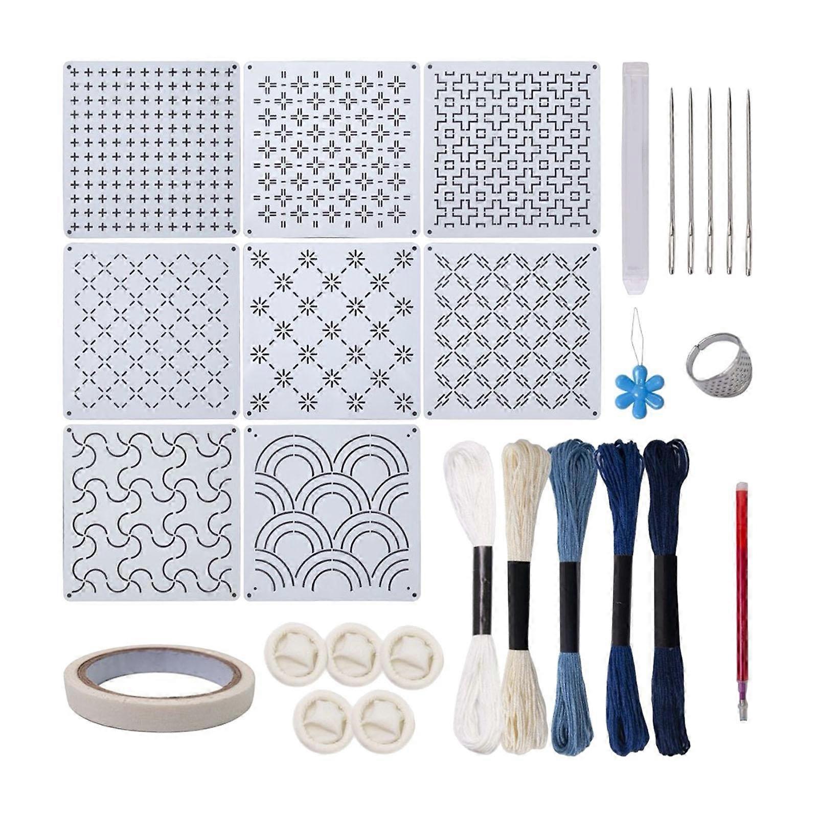 Sashiko Stencil Kit Quilting Stencil Reusable Beginners Stitching Compact
