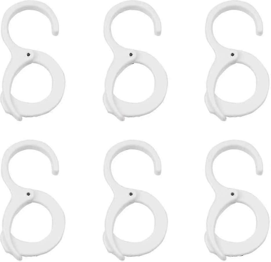 Multi-Function Clip Hanging Hooks, Windproof Secure Grip, Durable Plastic, Rust-Free, Space-Saving for Closet Kitchen Bathroom, 6-Pack White
