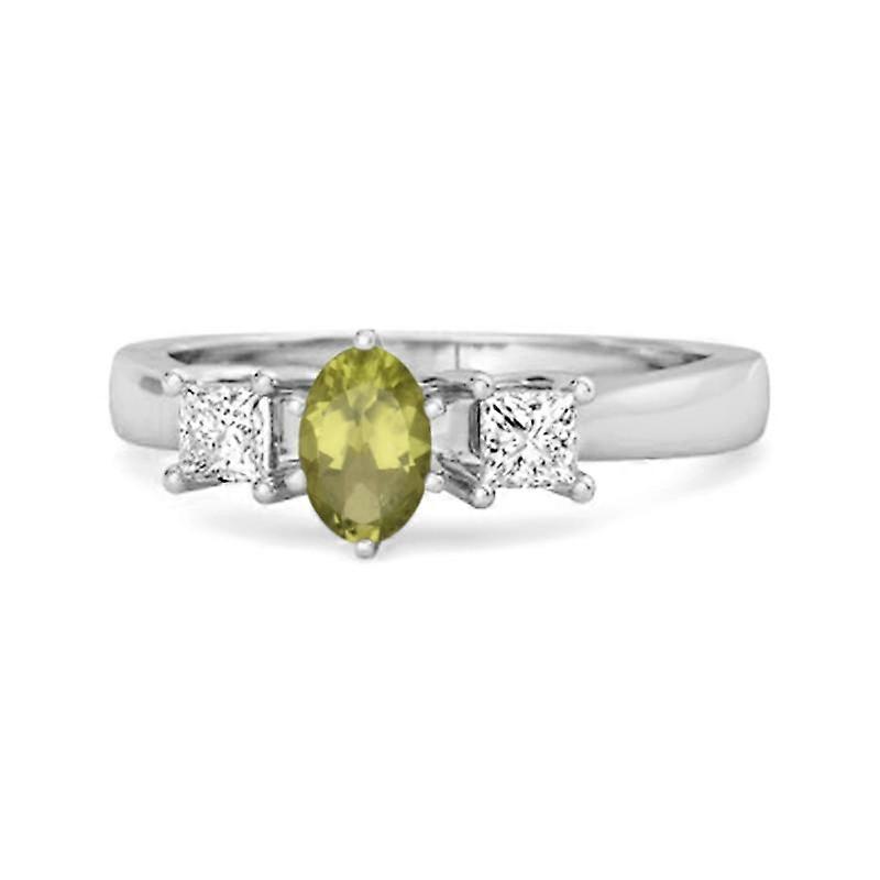 Peridot Elegant Three Stone Ring - 925 Sterling Silver