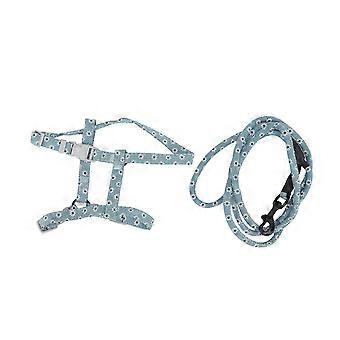 Adjustable Japanese-style cat harness and leash, chest and back traction, cat walking rope (light green flower, size M)