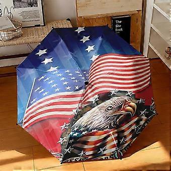 1pc The majestic American bald eagle Umbrella Portable Folding Umbrella Iron Frame Hole Bone Structure Outdoor Home Umbrella