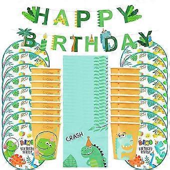 49Pcs Dinosaur Theme Party Disposable Tableware Set Paper Plate Cup Kids Boy Jungle Birthday Party