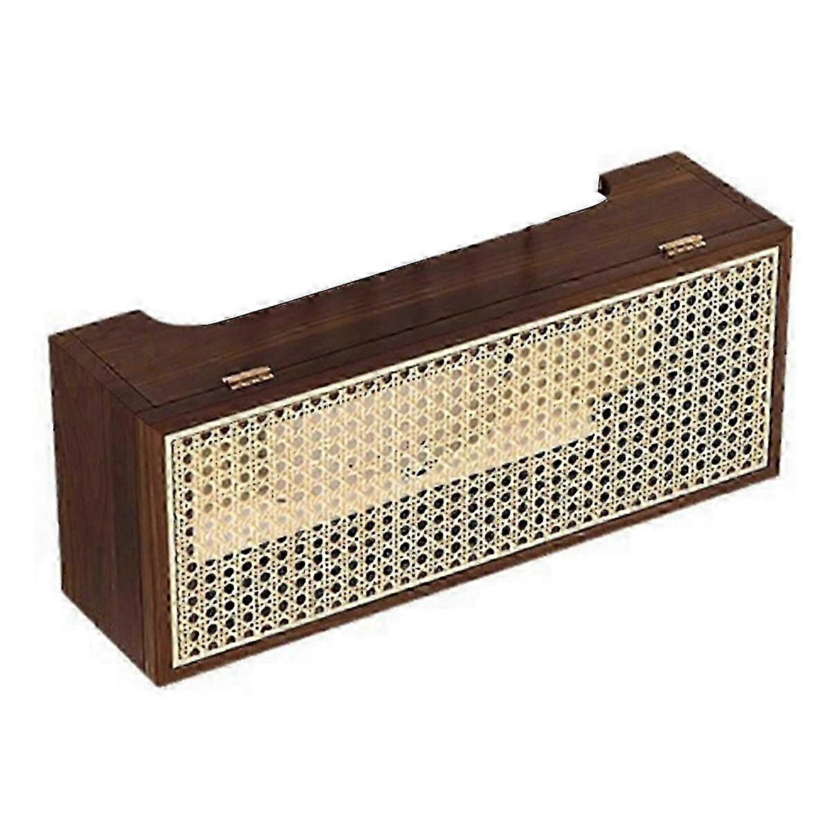 Vintage Solid Wood Rattan Wireless Router Storage Box Wall-Mounted