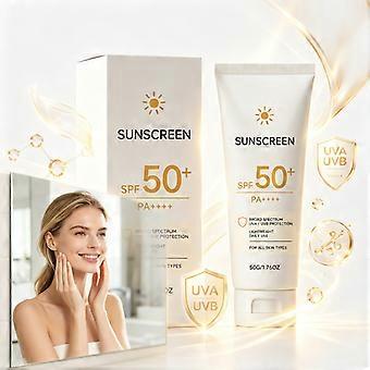 SPF 50+ Moisturizing Sunscreen, Broad Spectrum UVA/UVB Protection, Glowy Finish, Non-Sticky, No White Cast, Hydrating for All Skin Types