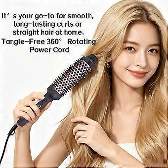 3-in-1 Rotating Hair Straightener and Curler Brush, Thermostatic Control Anti-Scald, 110-240V US Plug, Tangle-Free Cord for Dry Hair Styling, Mother's