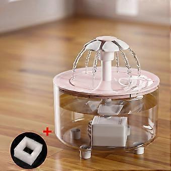 Automatic Pet Water Fountain 1.5L, USB-Powered Silent Circulation Floral Design for Cats and Dogs