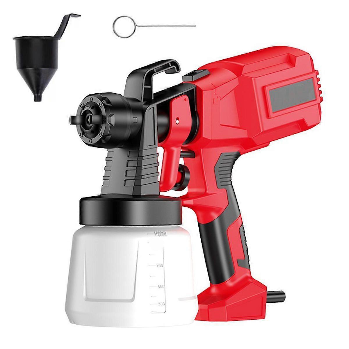 Electric Paint Spray Gun 800ml with 3 Adjustable Spray Patterns-Red