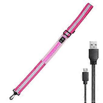 Cintura riflettente a LED per camminare, luce compatibile con i camminatori notturni, accessorio riflettente ricaricabile per la corsa, rosa