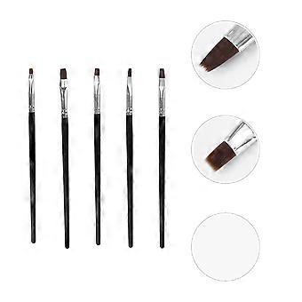 Nail Polish Brush Black Set for Manicure Art Painting 5 Pieces