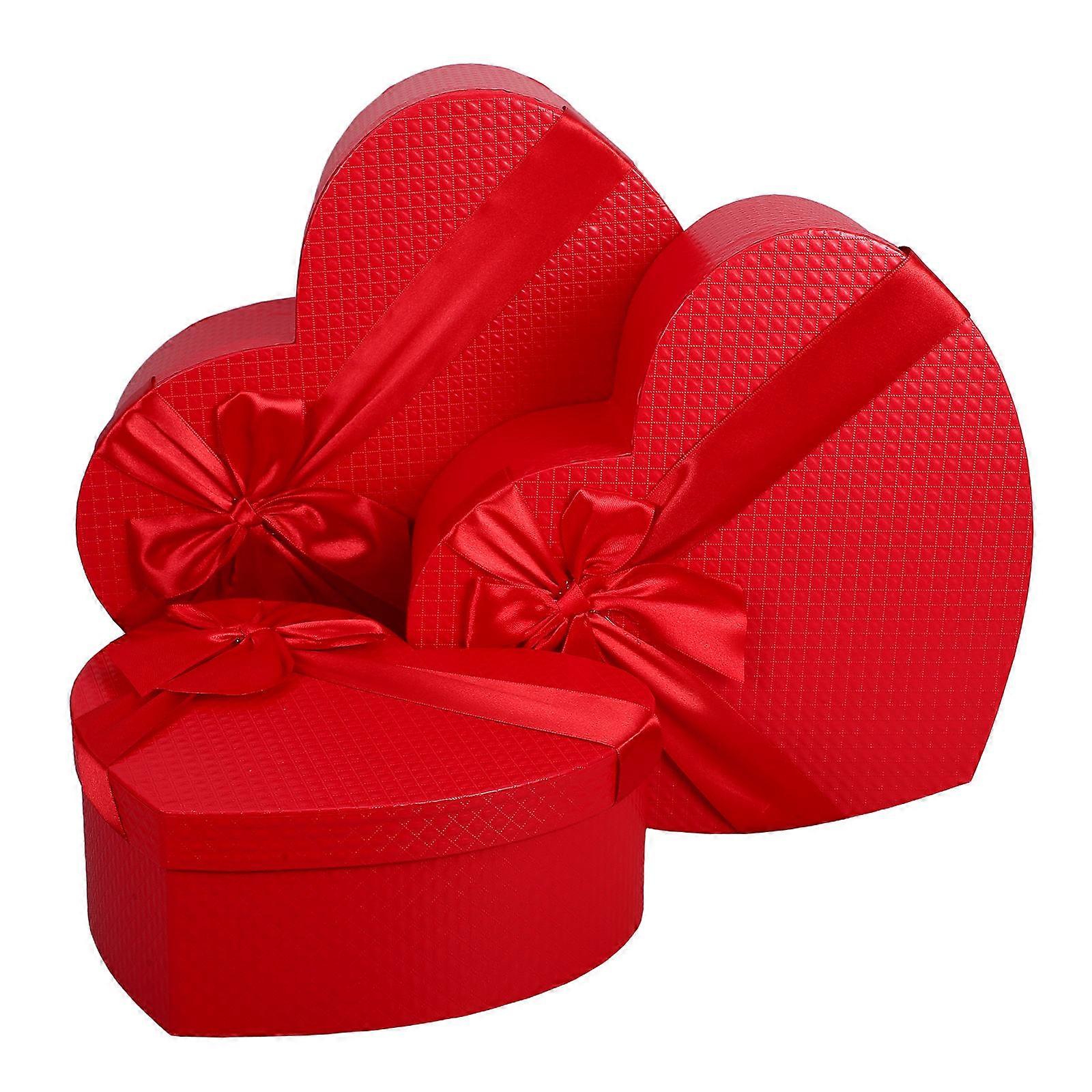 3Pcs Delicate Packaging Boxes Heart-shaped Present Boxes Decorative Gift Boxes