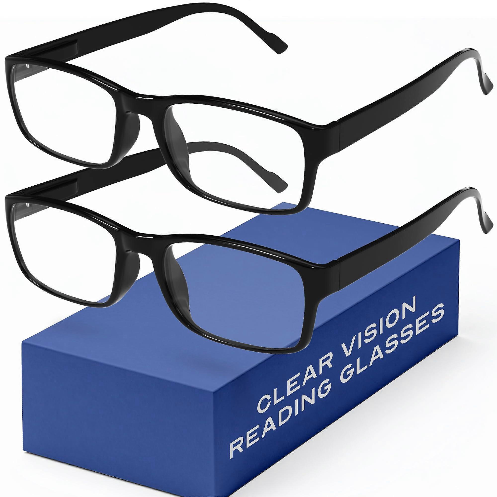 Reading Glasses 2.75x Blue Light Blocking UV Protection Rectangle Frame Readers 2 Pack