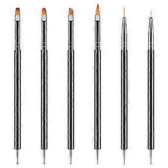 Artdone Nail Dotting Tools 6PCS Double-ended Nail Art Brushes Kit Nail Art Gel Polish Liner Brushes Design Pen For Nail Drawing And Nail Paint Brushe