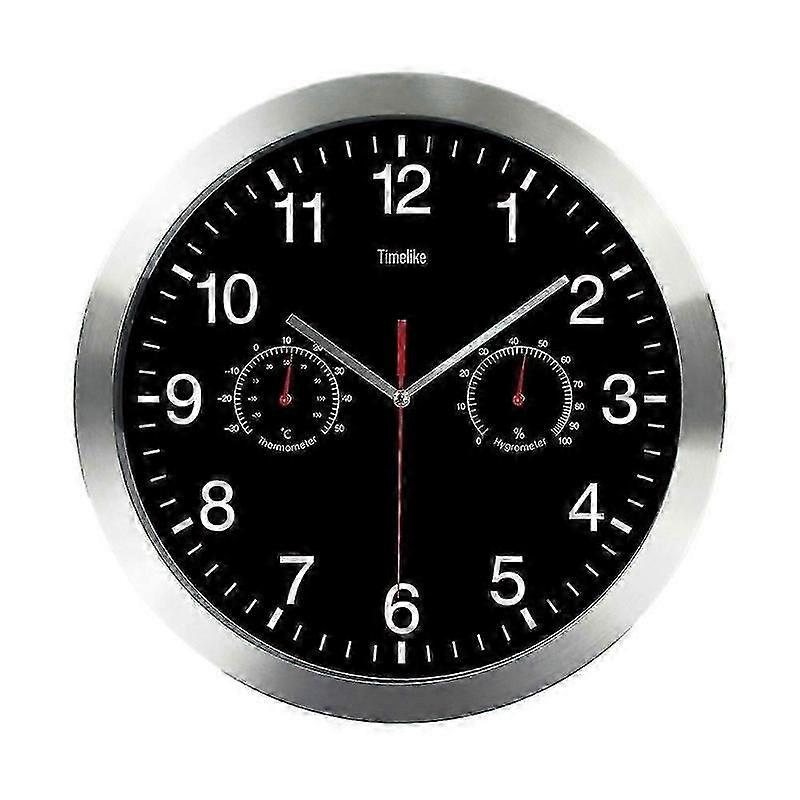 Analog Hygrometer Thermometer Clock Silent Wall Mount Retro
