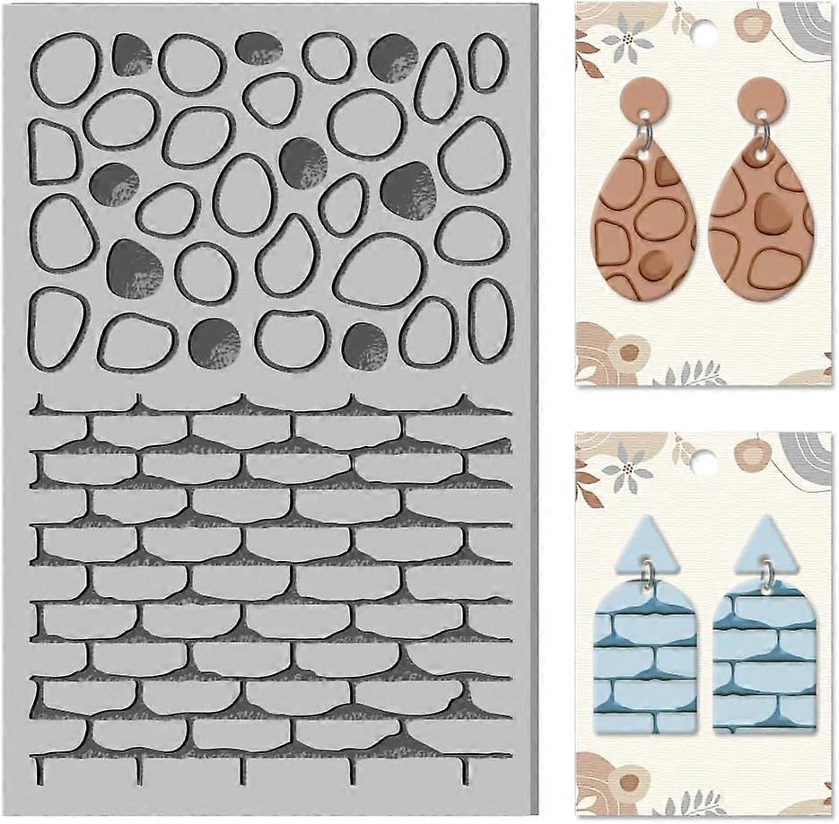 Brick Wall Pattern Clay Texture Mat Clay Modeling Pattern Pad Pebbles Texture Sheets for Polymer Clay Making Earrings making kit