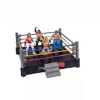 Wrestling Ring Set with 12 Wrestler Figures, 14-Inch Spring-Loaded Mat for Kids Ages 3-14