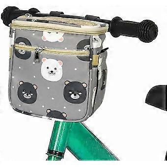Bike Handlebar Bag Organizer, Children's Front Bike Decoration Accessory , for Balance Bike, Tricycle, Scooter,(Bear BW)