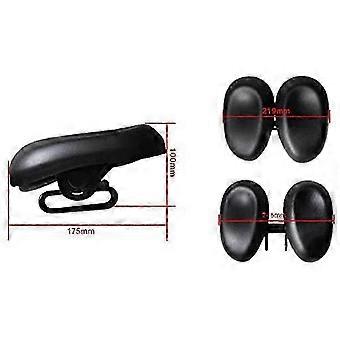 Noseless Bicycle Seat, Adjustable Width Ergonomic Soft Double Pad Saddle Cushion, 180kg Bearing Capacity, Black