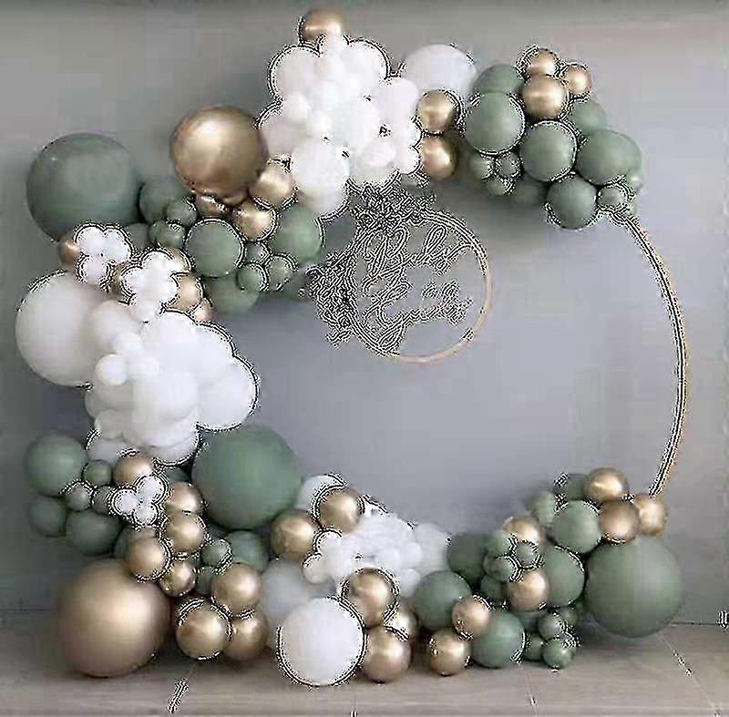 137pcs Green White Latex Balloon Set