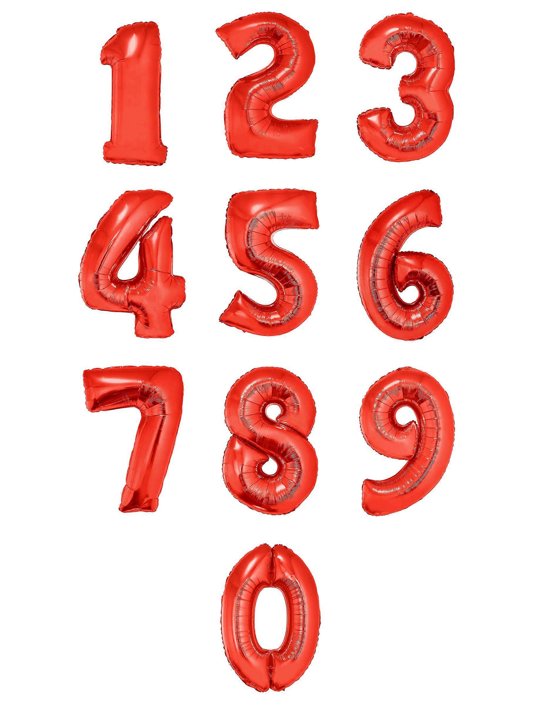 Red number foil balloon 1 m