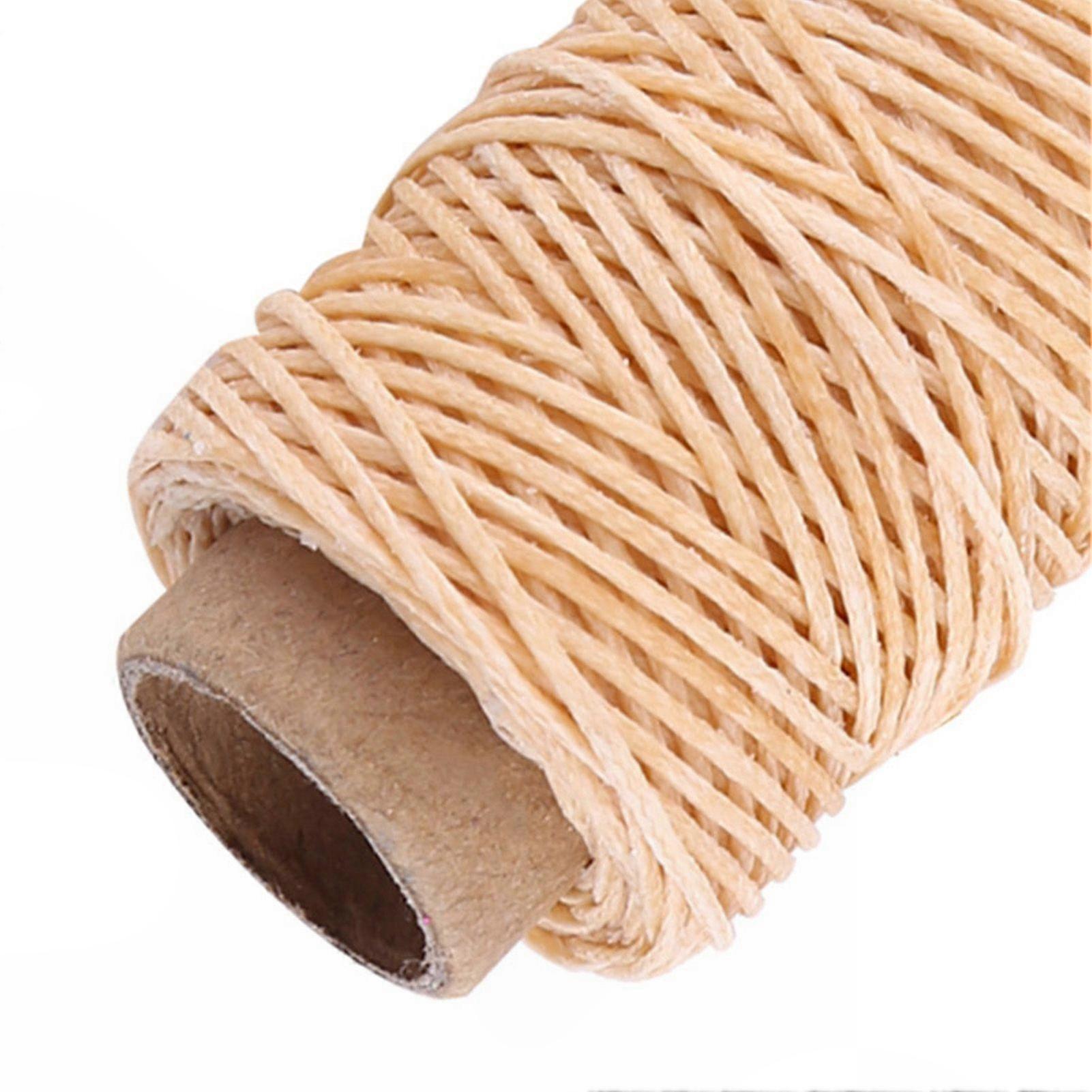 For Leather Sewing & Repair, Flat Waxed Thread Spool, Beige