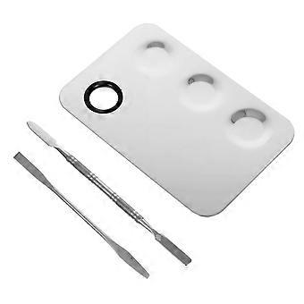 Manicure Palette Mixing Nail Art Polish with Spatulas Silver Stainless Steel