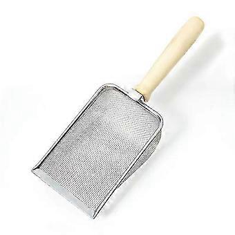 Ergonomic Wood-Handle Litter Scoop Stainless Steel