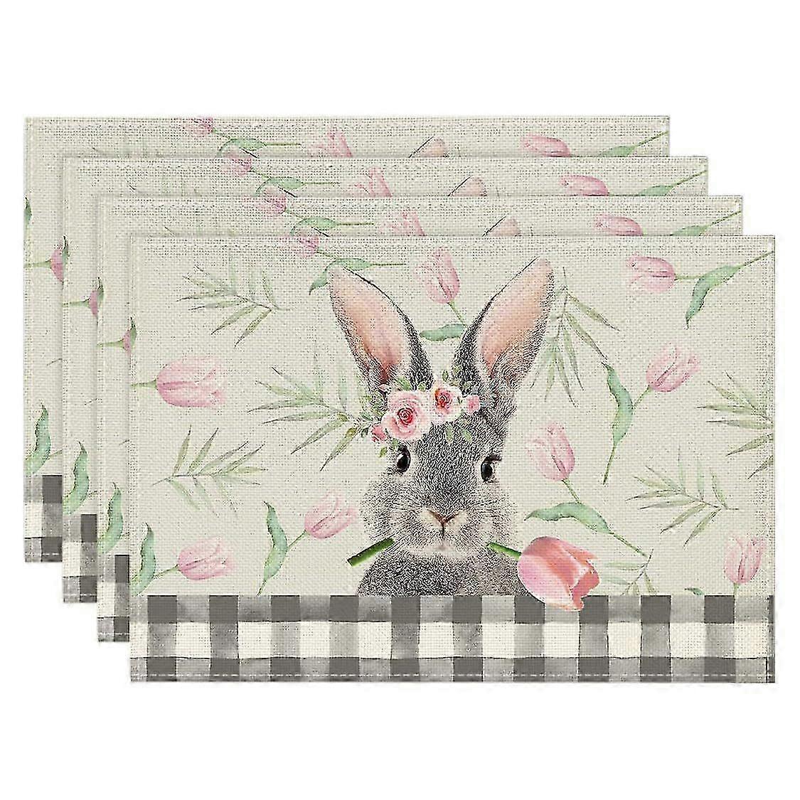 Durable Easter Rabbit Placemats 4 Pack