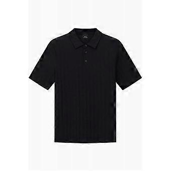 Men's Armani Exchange | Ax Xm001292 Af10337 All-over Repeat Logo Pattern Print Cotton Polo T-shirt - Black