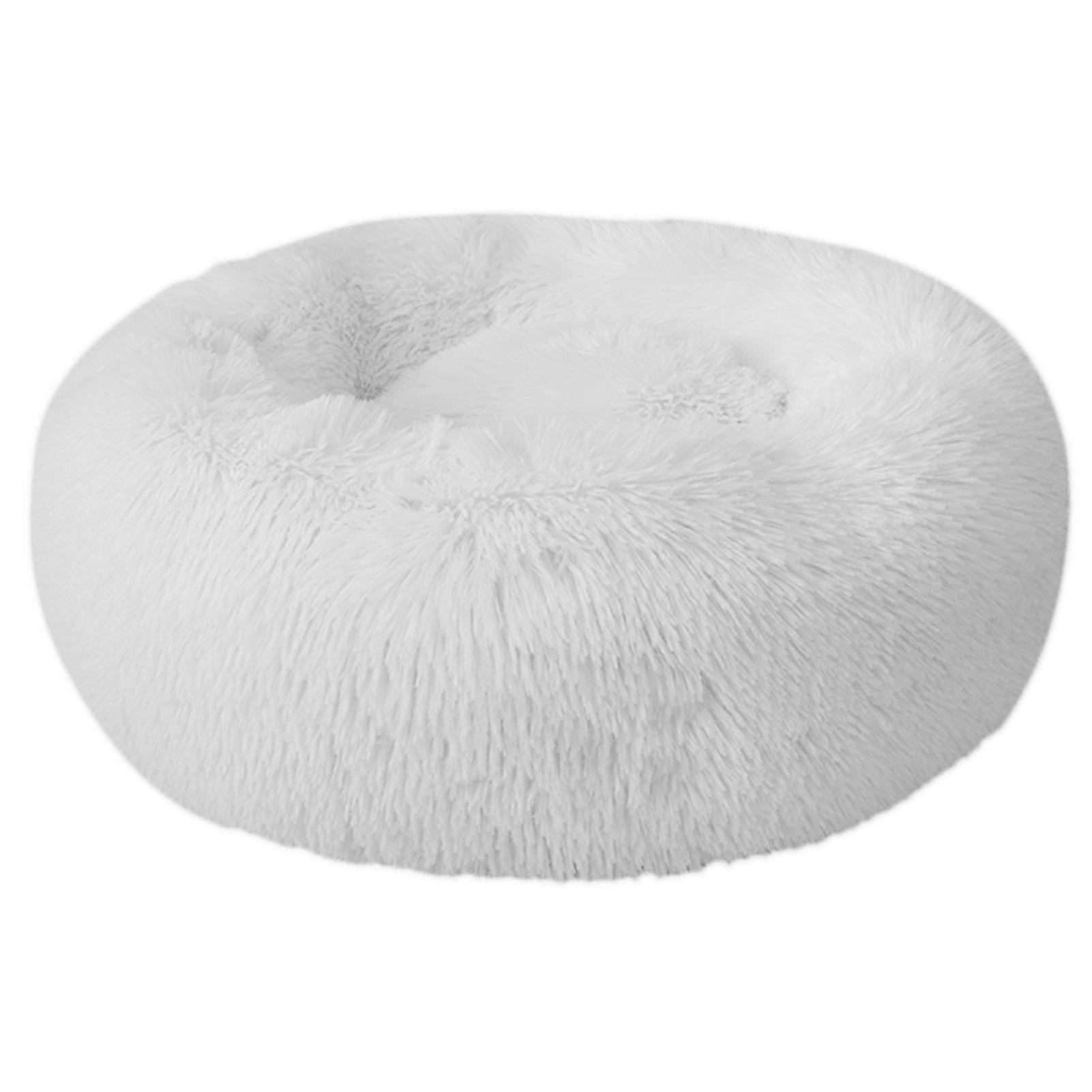 Plush Round Pet Bed With Raised Edges