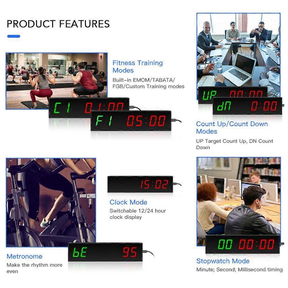 LED Digital Gym Timer Countdown Wireless Remote Control Timer for Exercise Fitness