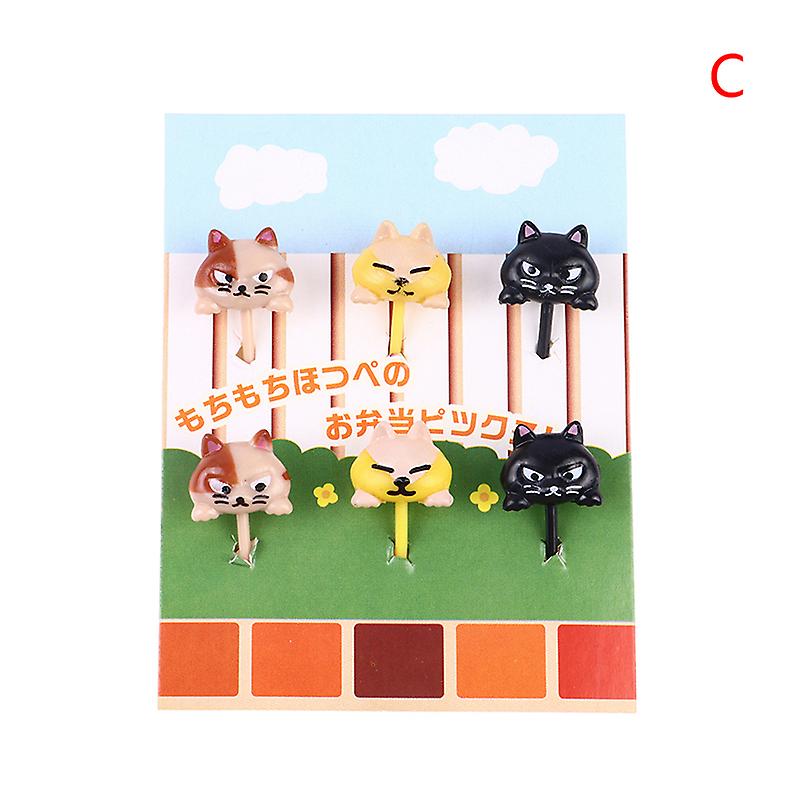 6pcs Animal Cat Paw Fruit Fork Mini Cartoon Children Snack Cake Pick Toothpick