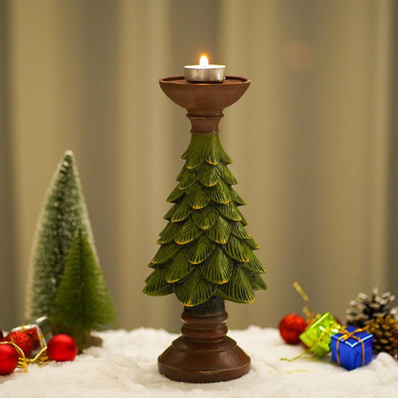 Christmas Tree Stand Candle Holder Resin Ornament Decoration Candlestick