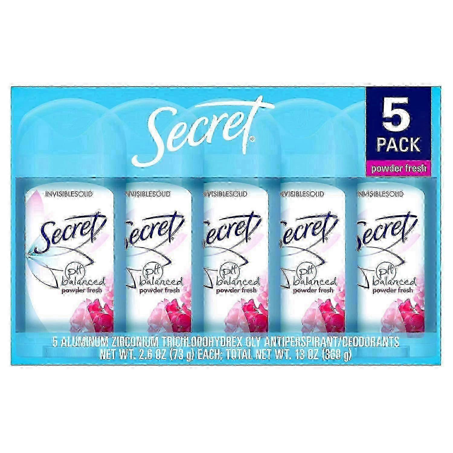 Secret Invisible 固体除臭剂包,清新粉末,5 片