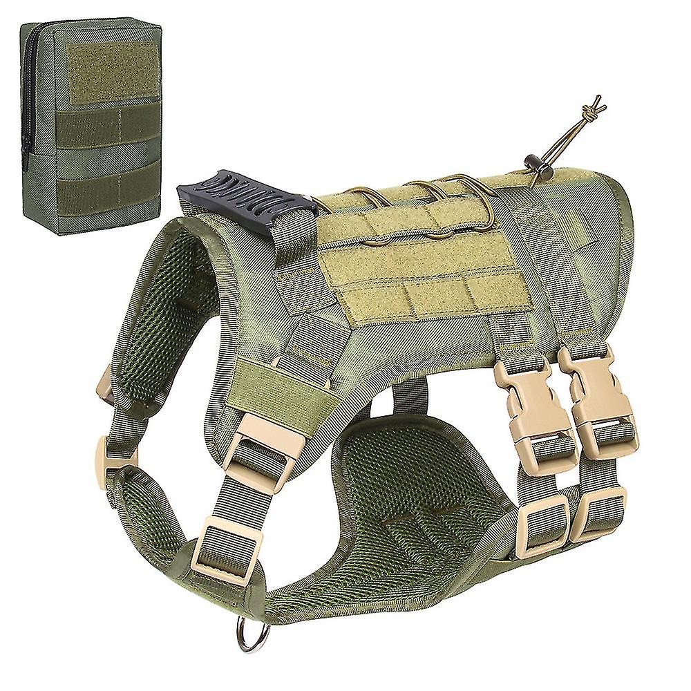 Tactical Dog Harness With Collar & Leash – Military Molle Vest For Large Dogs (M/L/XL)