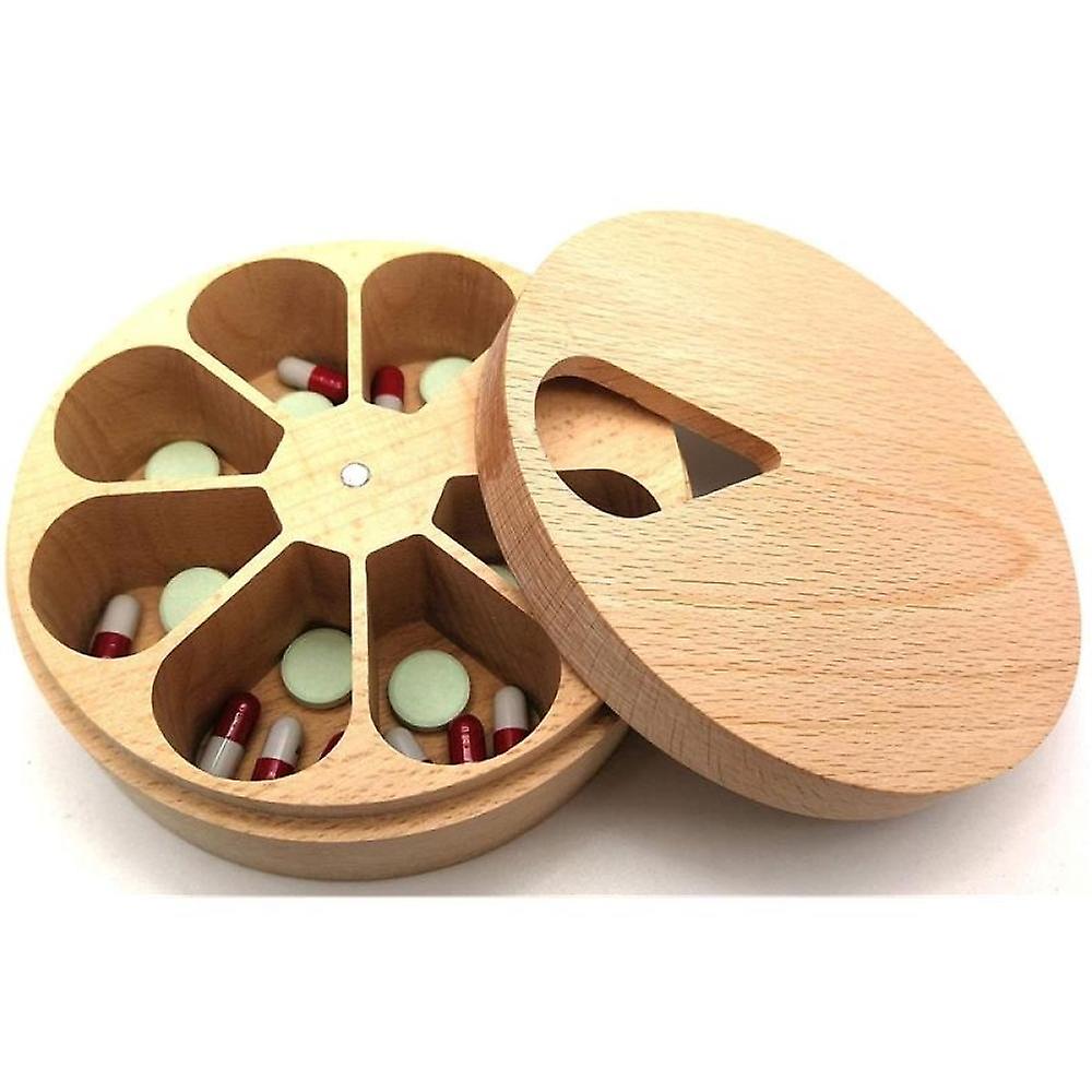 Wood Weekly Pill Organizer Case