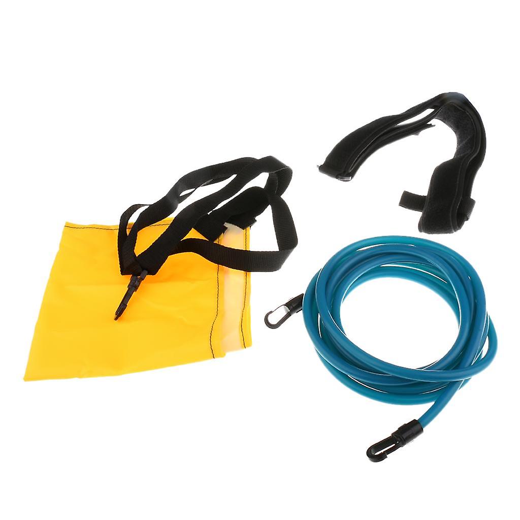 Kit d’entraînement à la natation Ceinture de résistance à la natation avec parachute Jaune + Bleu