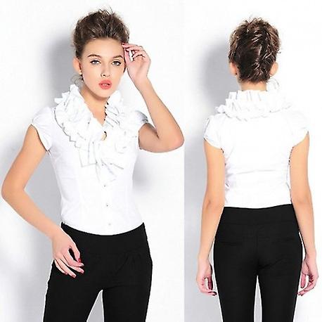 Short Sleeve Ruffled Collar  Top