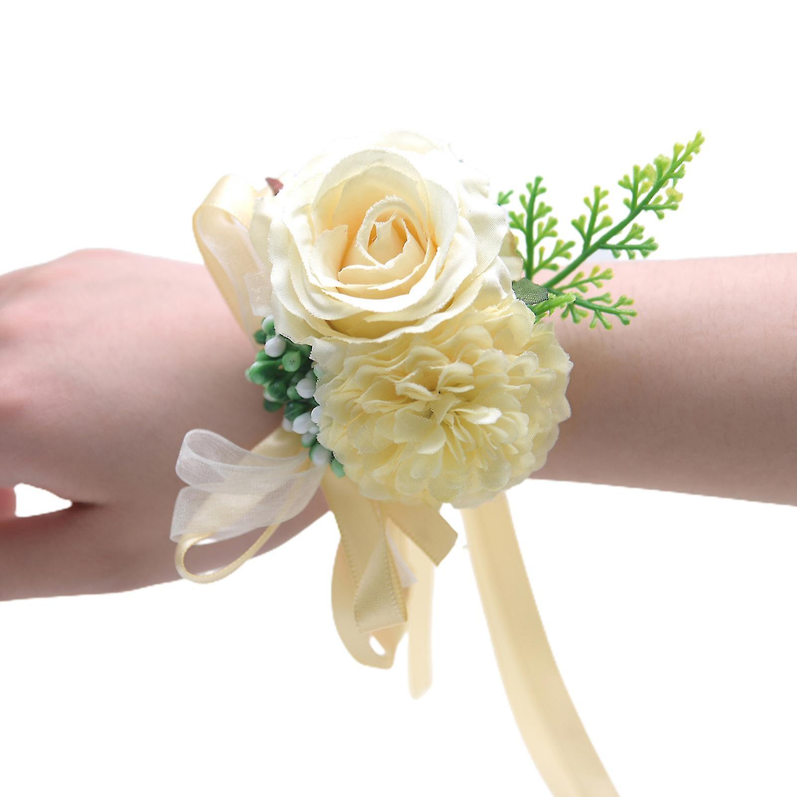 Handledsblomma Icke-blekande Flerfärgad Dekorera Elegant Brudgum Falsk Handled Corsage För Party