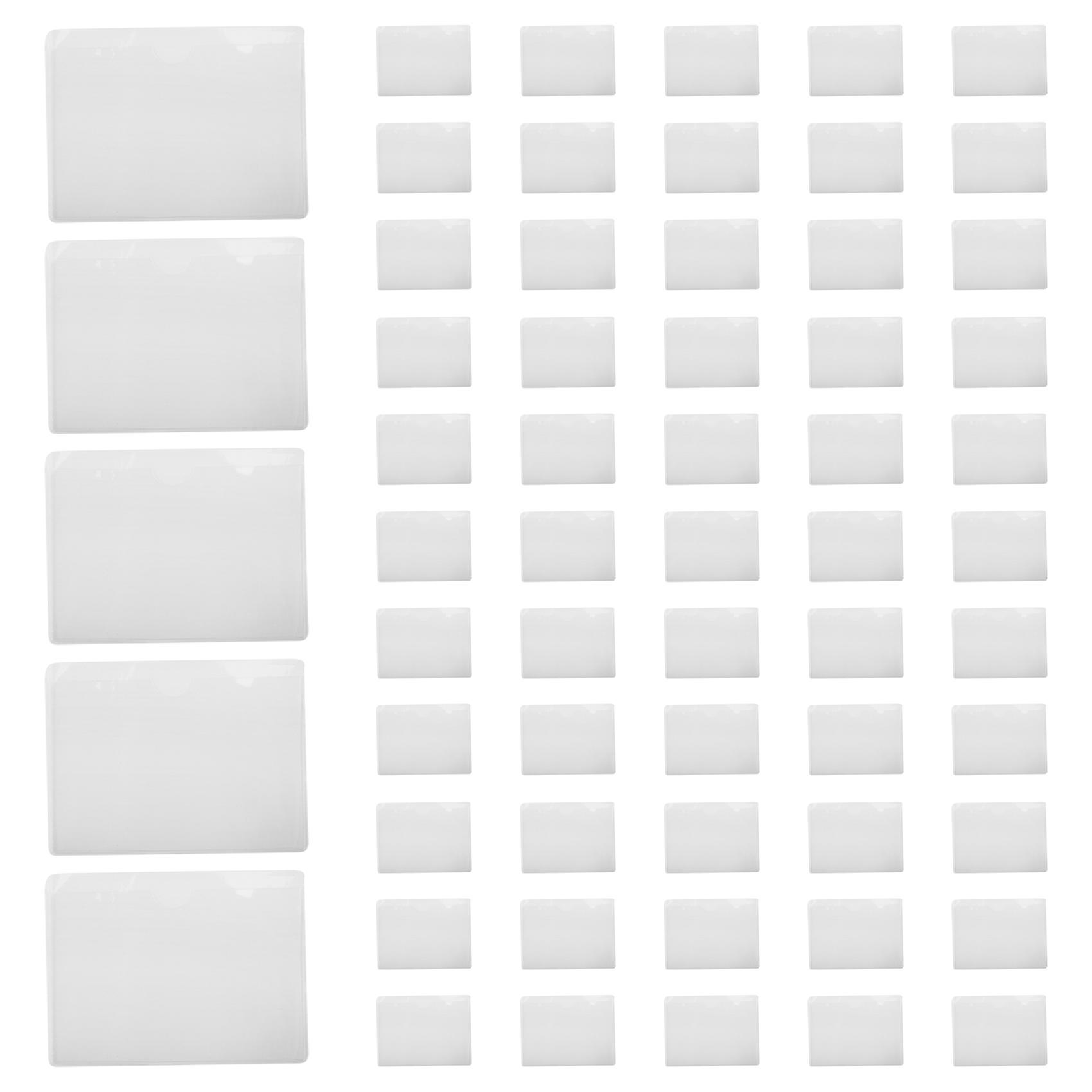60 Pack 3.5 x 4.7 Inches Self-Adhesive Label Holder Card Pockets Label Holder Clear Plastic Library