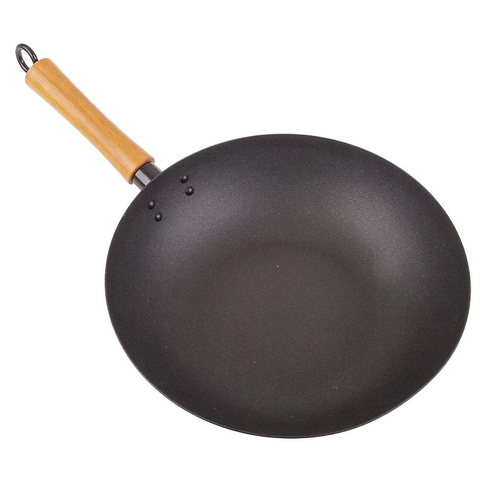 D.Line Flat Bottom Non Stick Excalibur Stir Fry Pan With Wood Handle 30cm