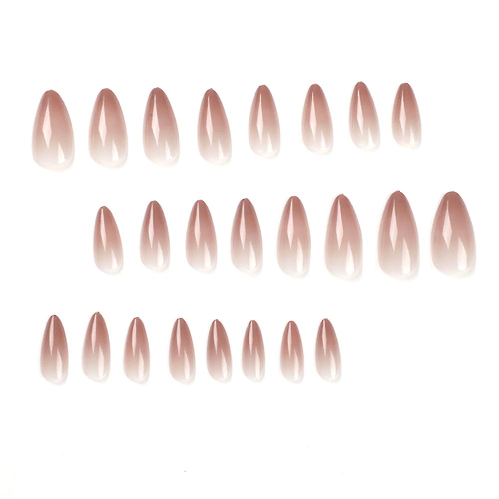 24pcs Medium False Nail Natural Wear Durable Use Nail With Stick Glue Matching With Rings And Necklaces