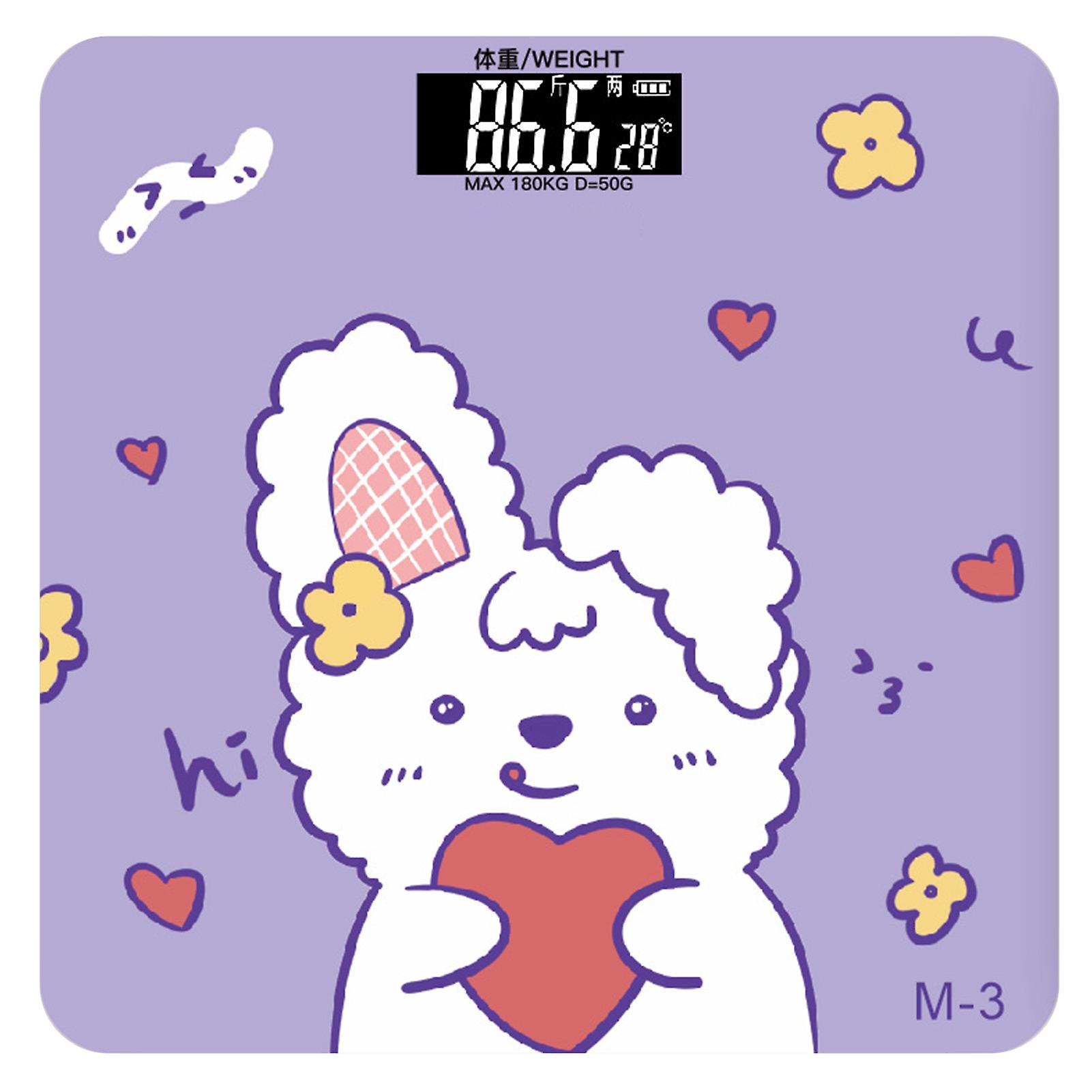 Cartoon Weight Scale Tempered Glass Square Backlit Display Digital Weight Scale for Tracking Health