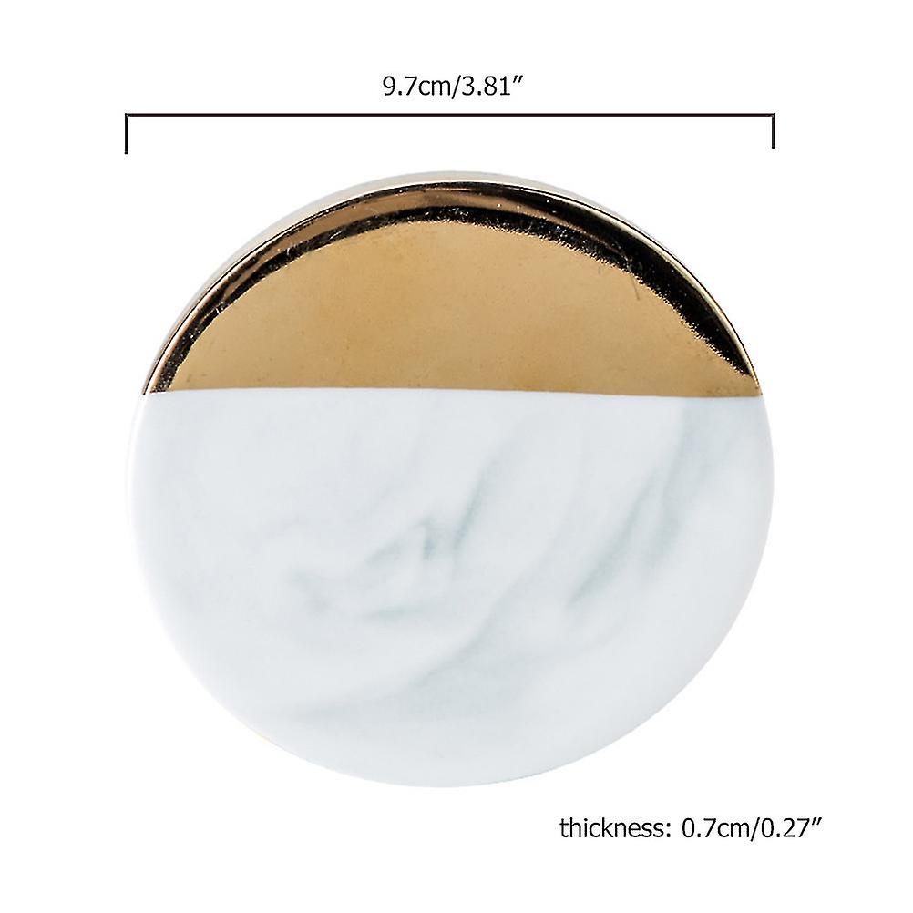 Gold Marble Ceramic Coasters Set - 9.7cm Round & 9.4cm Square