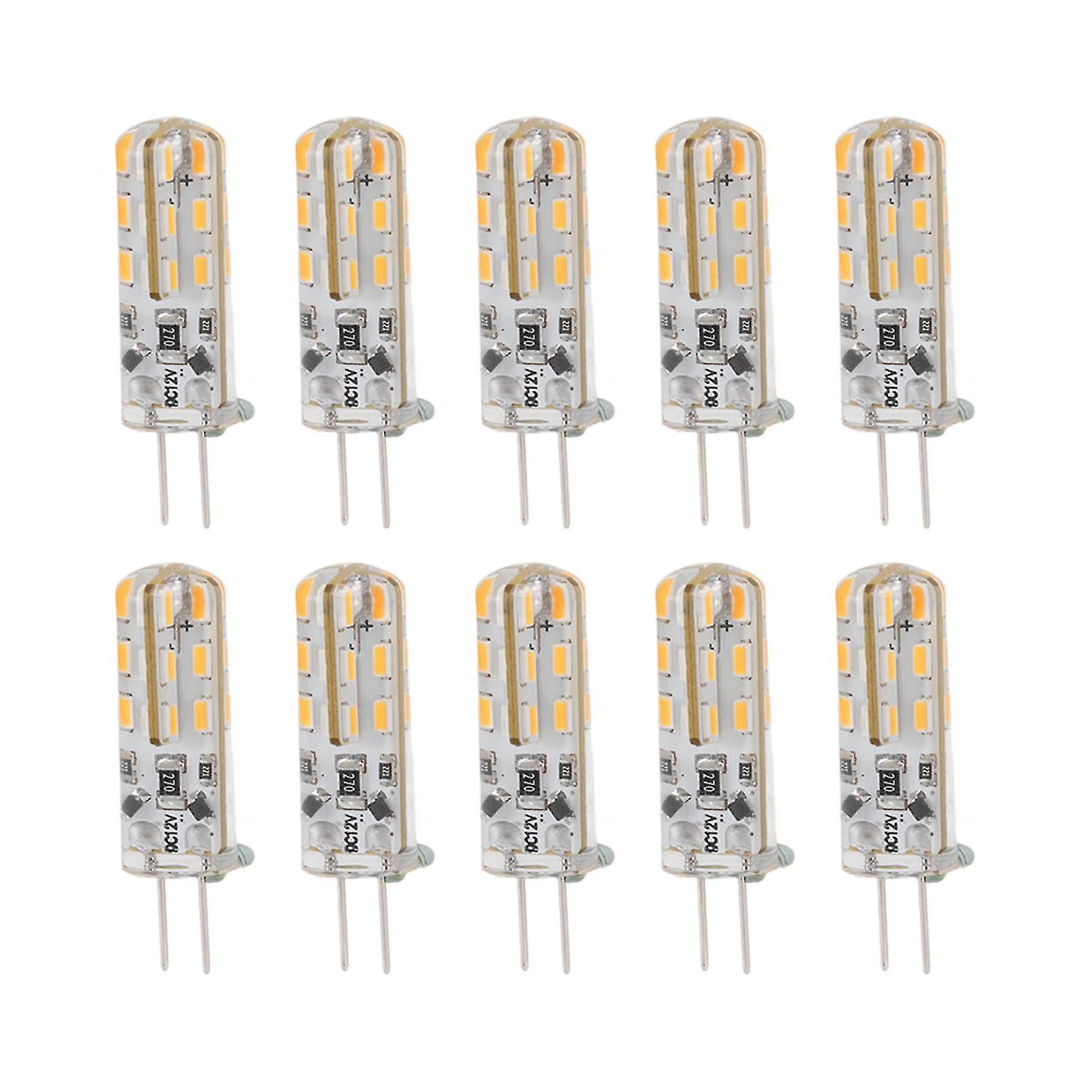 10pcs G4 LED Bulb 1.5W DC12V Warm White 3000K 110LM Bi Pin Light Bulbs LED for Cabinet Lighting Courtyard 