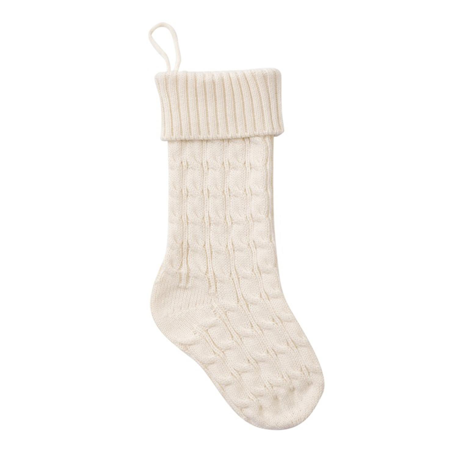 Christmas Sock Twist Pattern Knitted Large Capacity Hanging Stocking for Festival Party