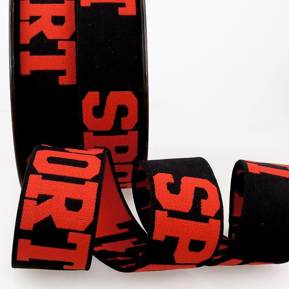 32 مم Stephanoise Sport حزام خصر مطاطي أسود أحمر - لكل متر