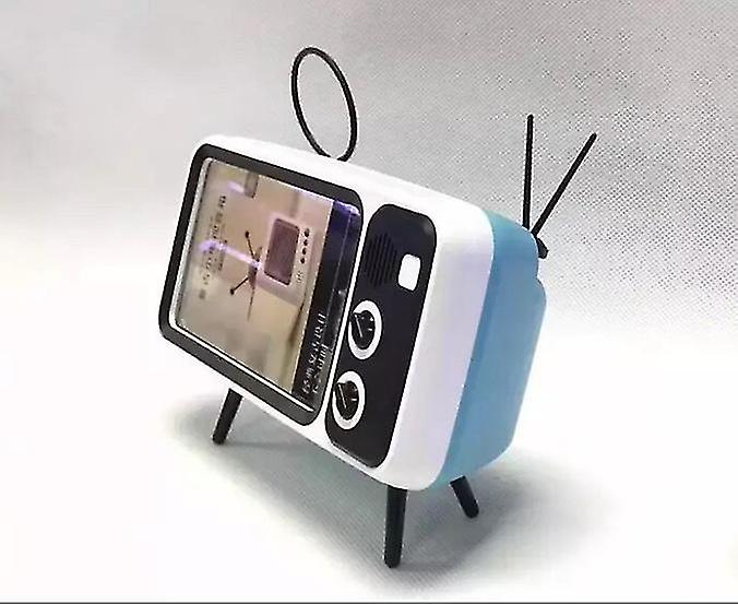 Blue Wireless Bluetooth Speaker Retro Tv Mobile Phone Bracket 2 In 1 Az13037