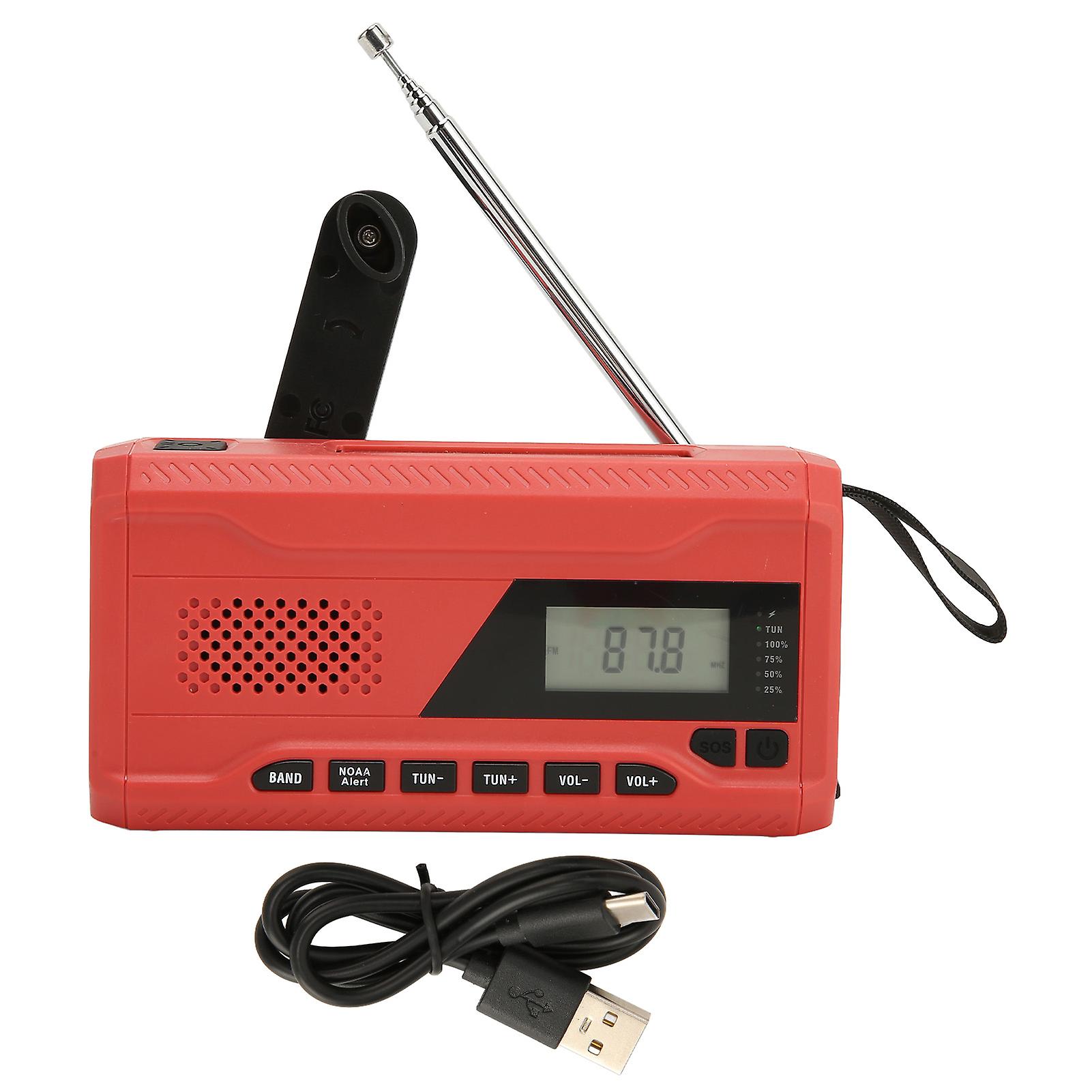 Emergency Hand Crank Radio Solar Powered FM AM WB Portable Weather Alert Radio with Built-In Battery USB Chargeable Compact Design Durable for Outdoor