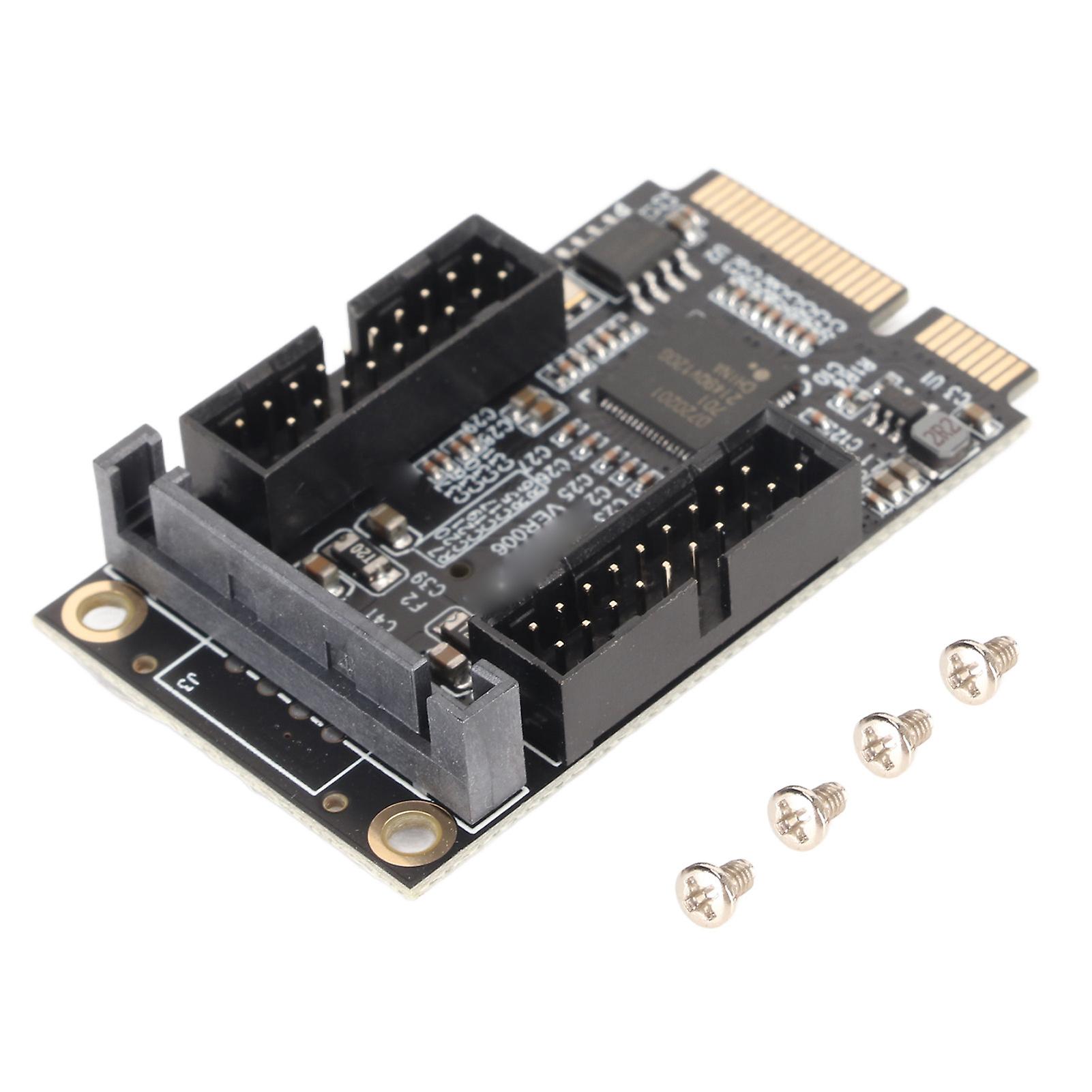 Mini PCIE to USB 3.0 Adapter, Mini PCIE to 4 Port 19 Pin Expansion Card with SATA Charging Interface for Windows and OS X