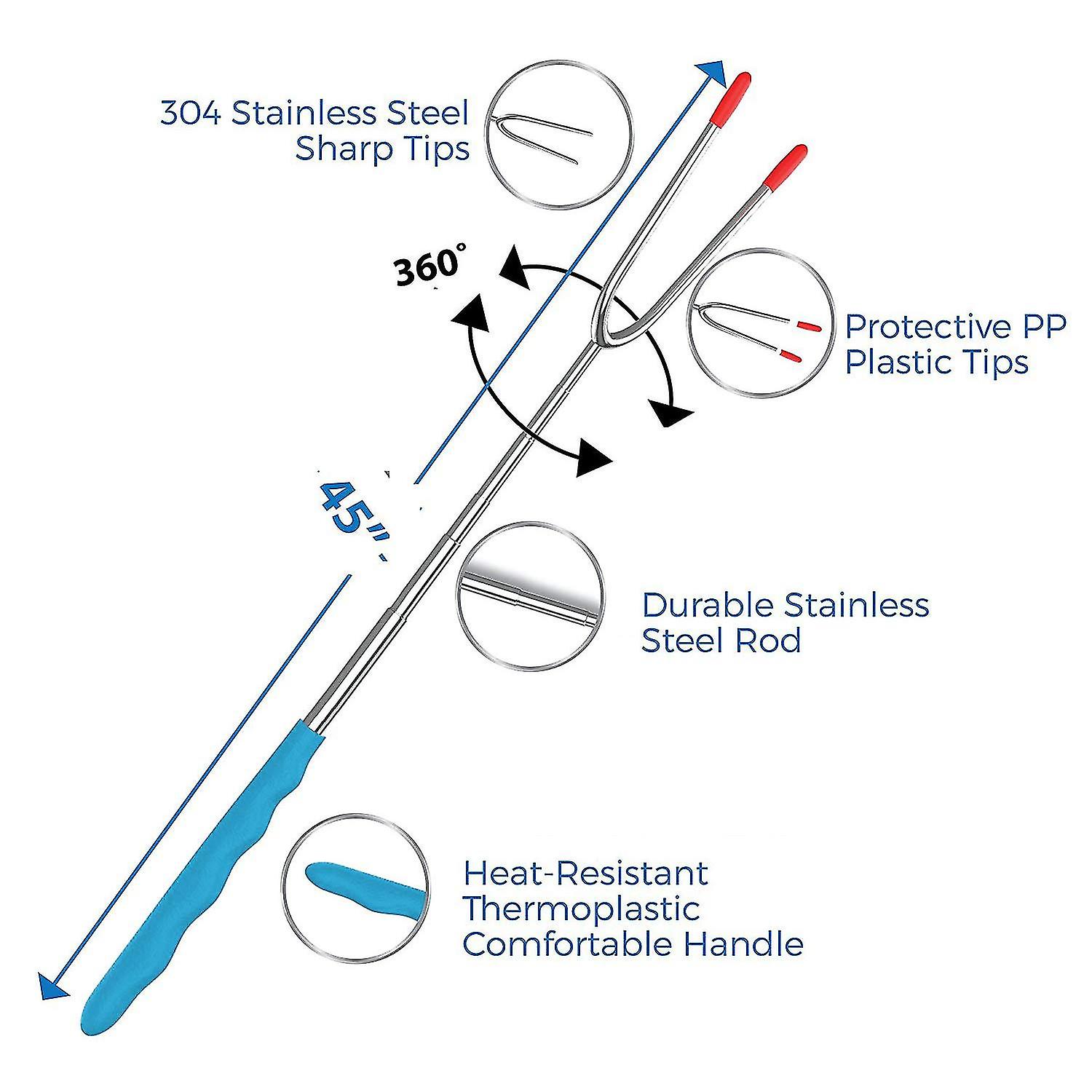 5pcs Marshmallow Toasting Sticks Kit Telescoping Fire Pit Forks